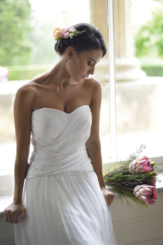 Crinkle chiffon wedding dress cheap